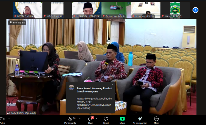 Zoom Meeting Evaluasi Capaian Kinerja Triwulan III 2025 Digelar
