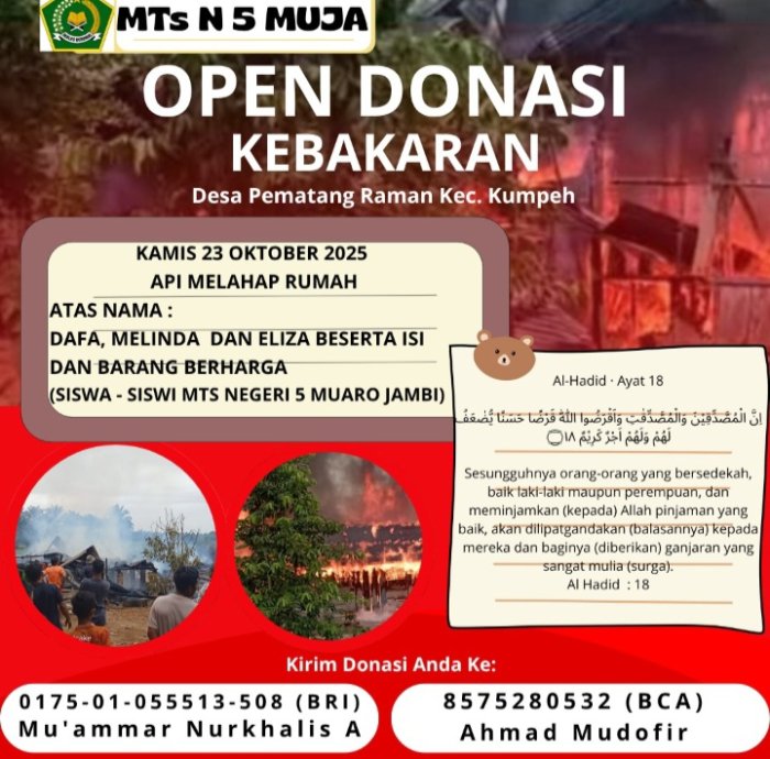 Open Donasi Online, MTsN 5 Ajak Warganet Berikan Sumbangan.